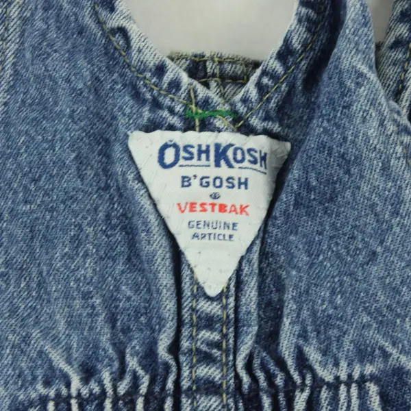 Vintage Oshkosh B'Gosh Acid Wash Denim Overalls 6-9M Kids USA 80s 90s