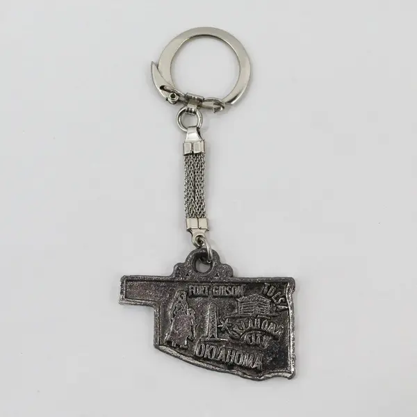 Vintage Silver-Tone Oklahoma Souvenir Keychain