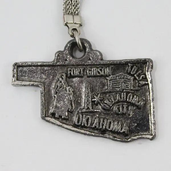 Vintage Silver-Tone Oklahoma Souvenir Keychain