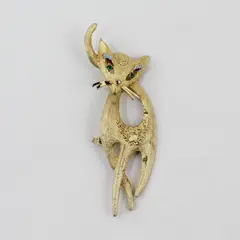 Vintage MCM Mamselle Gold-Tone Cat Brooch