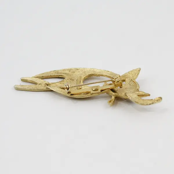 Vintage MCM Mamselle Gold-Tone Cat Brooch