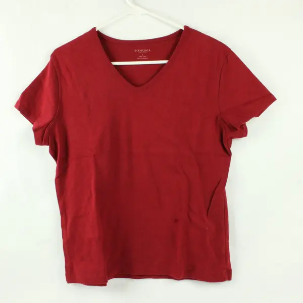 Lot of 3 Sonoma Womens L 100% Cotton V-Neck Short Sleeve Casual Tees