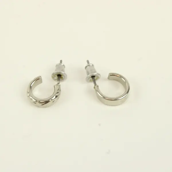 Lot of 4 Pairs Stainless Steel Hoop Earrings Mixed Styles