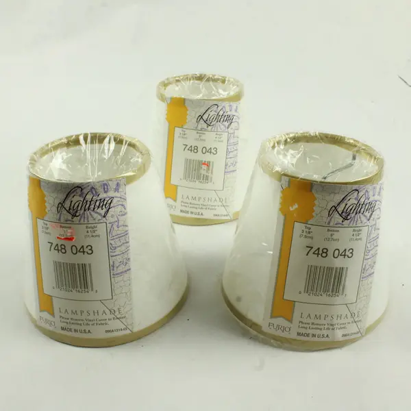 Three Furio Home White with Gold Trim Lampshades - #748 043