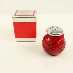 Vintage Avon Charisma Powder Sachet Red Glass Shaker NIB