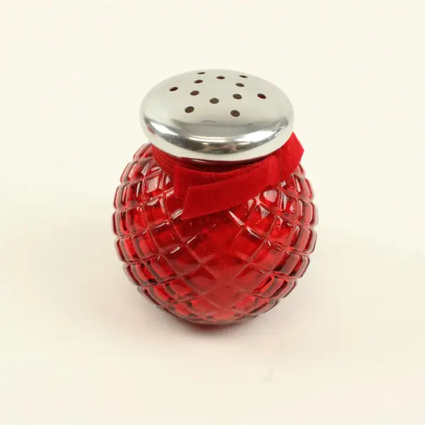 Vintage Avon Charisma Powder Sachet Red Glass Shaker NIB