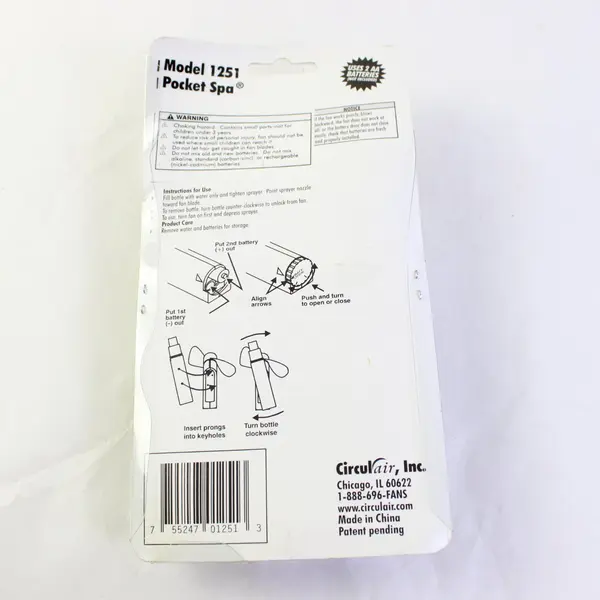 Vintage CirculAir Pocket Spa Water Misting Fan#1251 New & Sealed