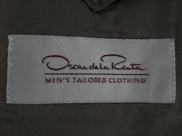 Oscar De La Renta Men's Blazer Jacket 44L Brown Houndstooth Two-Button