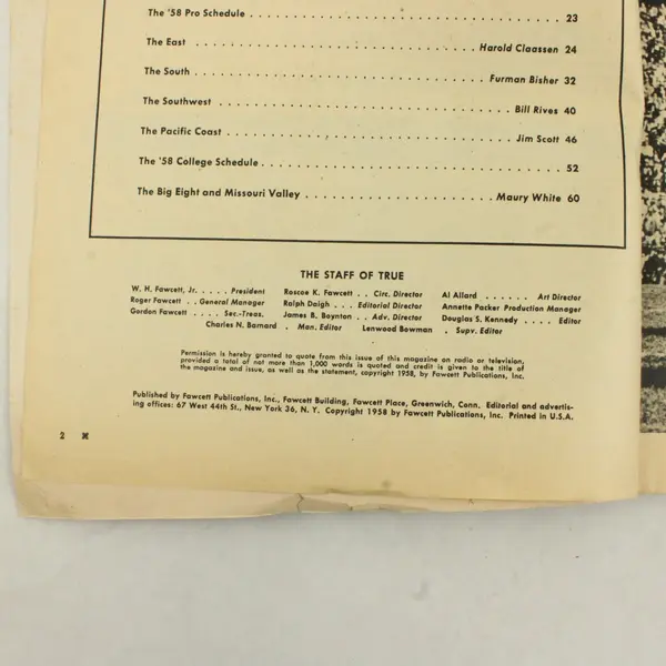 1958 True Magazine Football Yearbook Pro Jimmy Brown Browns Schmidt Lions 