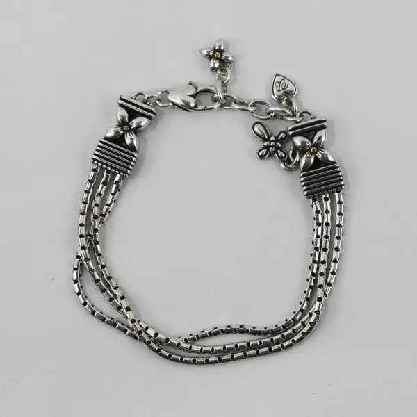 Brighton Multi-Strand Silver-Tone Chain Bracelet 7.25"