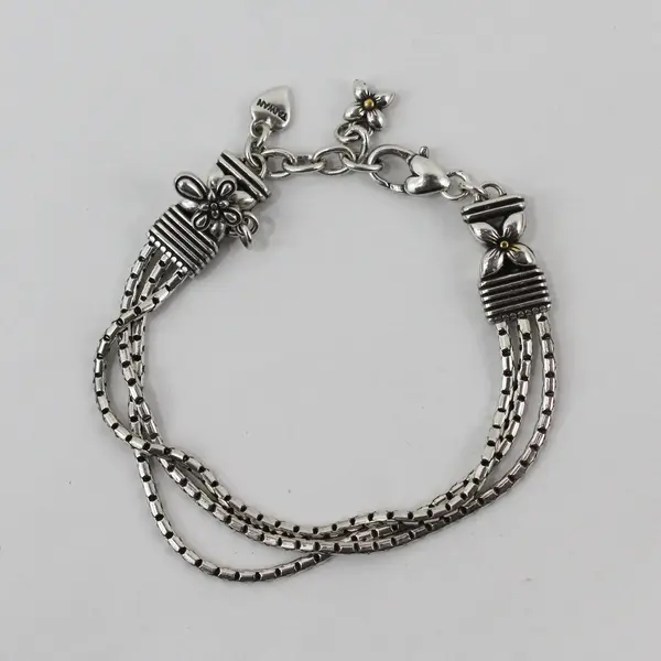 Brighton Multi-Strand Silver-Tone Chain Bracelet 7.25"