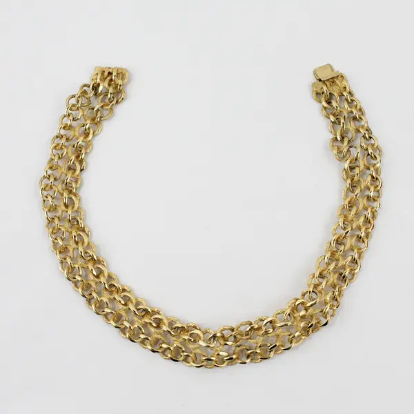 Vintage Gold-Tone Metal Chain Link Choker Necklace 16"