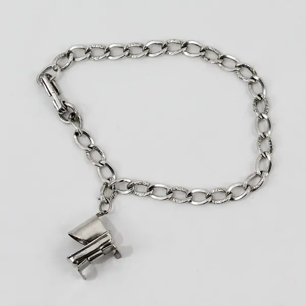 P&B Sterling Silver Baby Cradle Charm Bracelet 7"