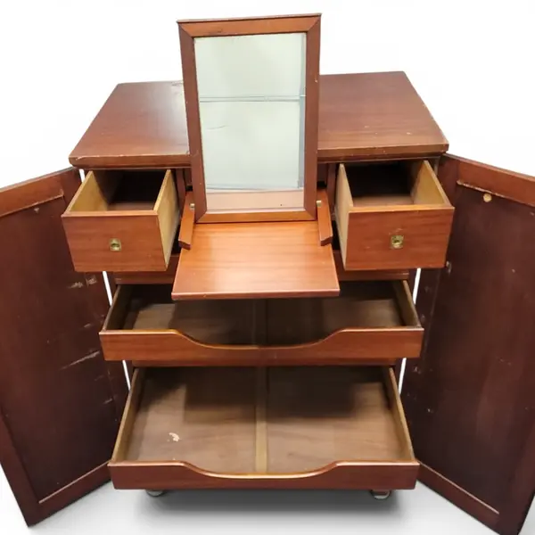 Vintage Wooden Vanity Armoire Chest Mirror Jewelry Drawers Storage -Local Pickup