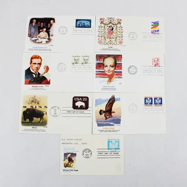 Lot of 7 Mixed Stamp 1985 First Day Covers Fleetwood Cachet