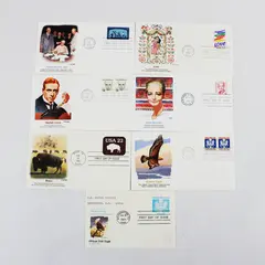 Lot of 7 Mixed Stamp 1985 First Day Covers Fleetwood Cachet