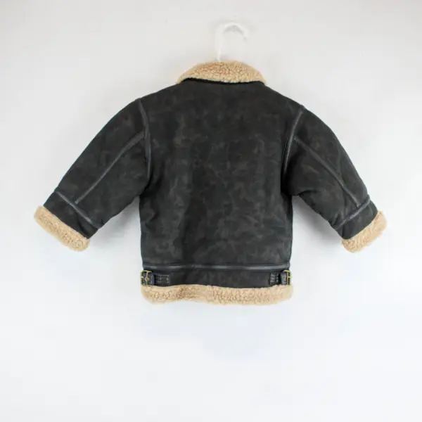 Chaarm Children’s Brown Faux Leather Bomber Faux Fur Jacket Size 2A