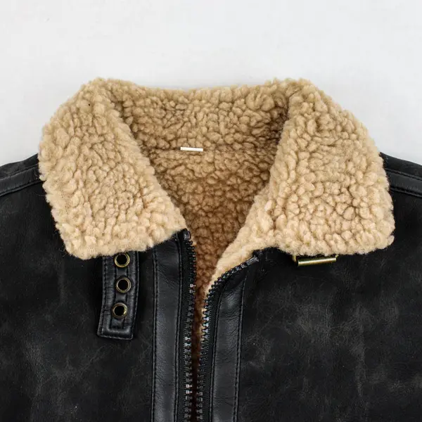 Chaarm Children’s Brown Faux Leather Bomber Faux Fur Jacket Size 2A