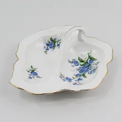 Royal Albert Forget Me Not Bone China 2 Part leaf Shaped Relish Dish