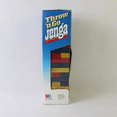 Vintage 1995 Milton Bradley Throw 'n Go Jenga Wood Blocks Missing Die
