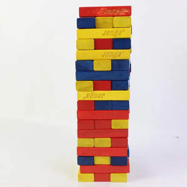 Vintage 1995 Milton Bradley Throw 'n Go Jenga Wood Blocks Missing Die