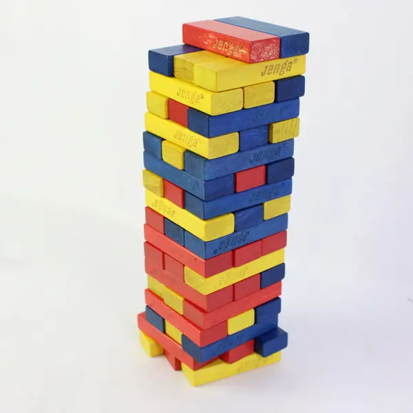 Vintage 1995 Milton Bradley Throw 'n Go Jenga Wood Blocks Missing Die
