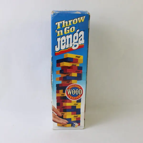 Vintage 1995 Milton Bradley Throw 'n Go Jenga Wood Blocks Missing Die