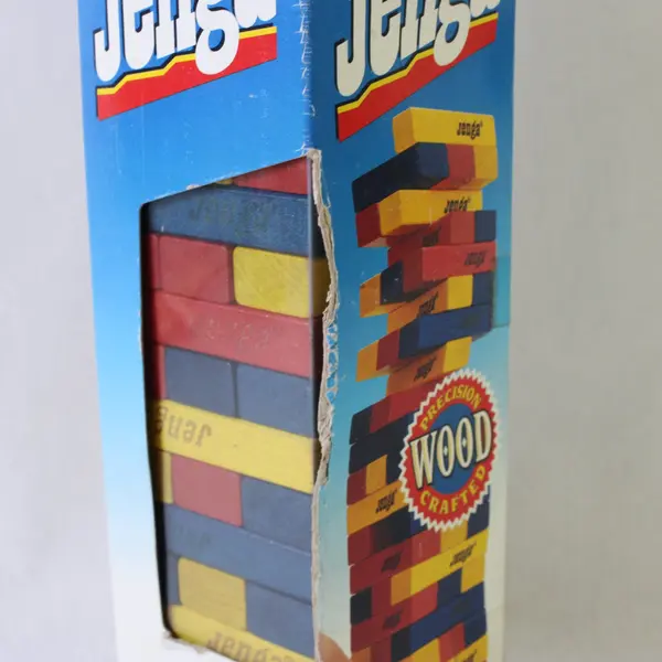 Vintage 1995 Milton Bradley Throw 'n Go Jenga Wood Blocks Missing Die
