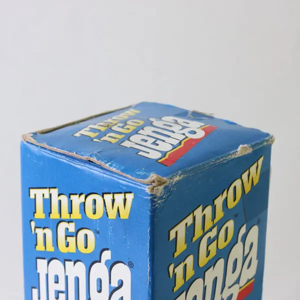 Vintage 1995 Milton Bradley Throw 'n Go Jenga Wood Blocks Missing Die
