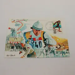 1984 Winter Olympics Lake Placid Robert Goldsmith Maximum Card Unicover w/ Stamp