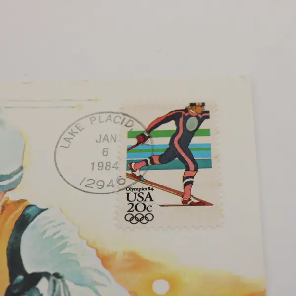 1984 Winter Olympics Lake Placid Robert Goldsmith Maximum Card Unicover w/ Stamp