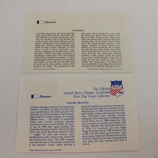 Lot Of 2 Olympics Stamp First Day Covers 1980 1983 Fleetwood Cachet