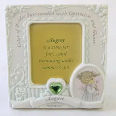 1997 Enesco Precious Moments August Birth Stone Frame 2.25"x3"