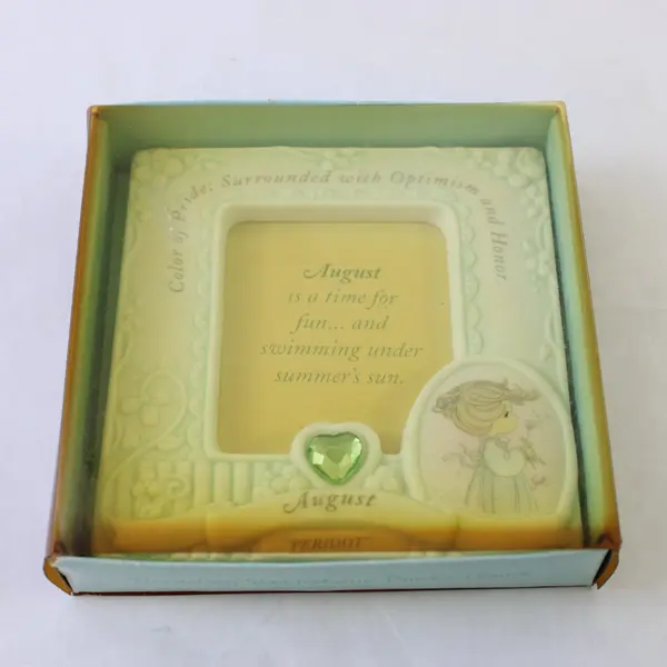 1997 Enesco Precious Moments August Birth Stone Frame 2.25"x3"