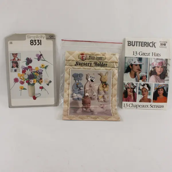 Lot of 3 Sewing Patterns Simplicity 8331 Butterick 5948 Patch Press