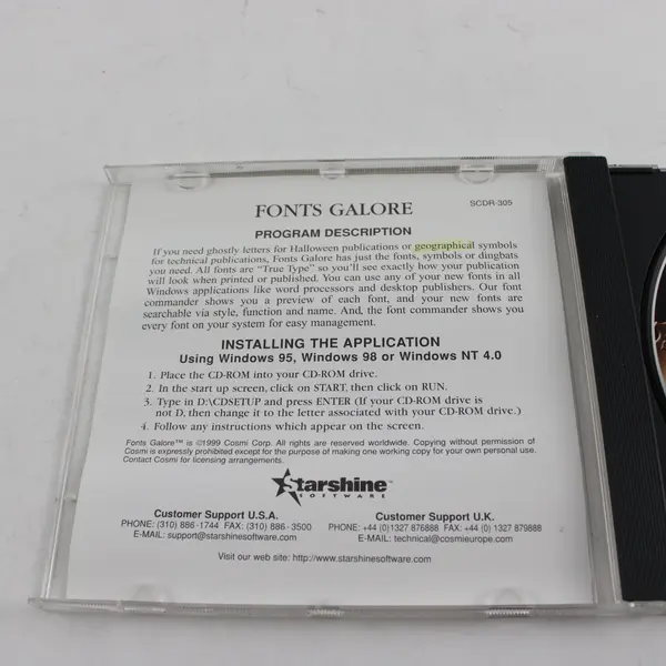 Fonts Galore! 1999 PC CD-ROM Software for Windows 800  Starshine SCDR305