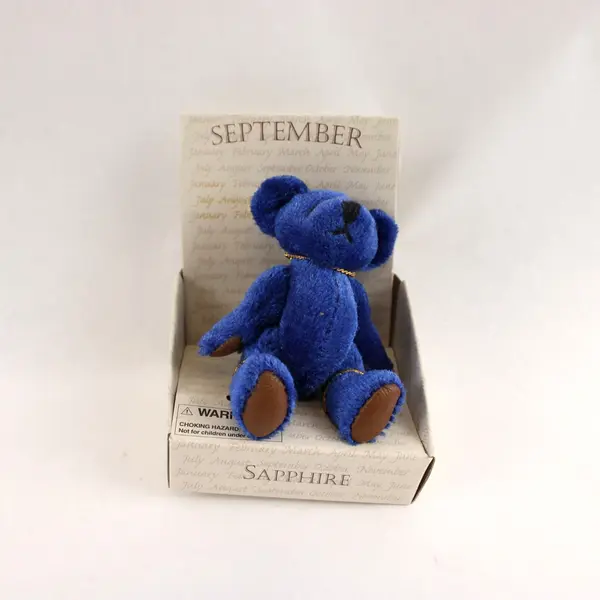 Russ Berrie Bear Of The Month Sapphire September Birthstone Necklace W/ Box 3"