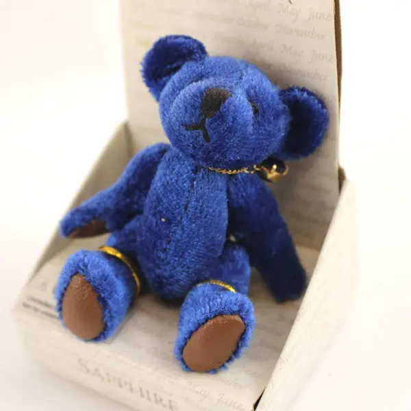 Russ Berrie Bear Of The Month Sapphire September Birthstone Necklace W/ Box 3"
