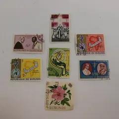 Lot Of 7 Burundi 1960s Commemorative Stamps Lightly Hinged