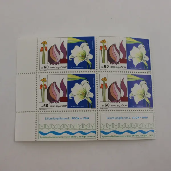 Lot of 5 Israel Commemorative Stamp Blocks 20 Stamps Total 1988 MNH