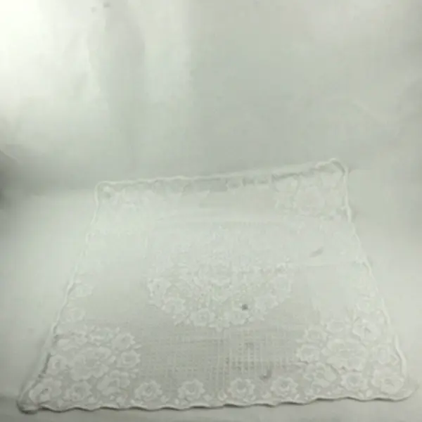 Vintage White Hand Crochet Table Top Doily, Large Square 28” x 30”
