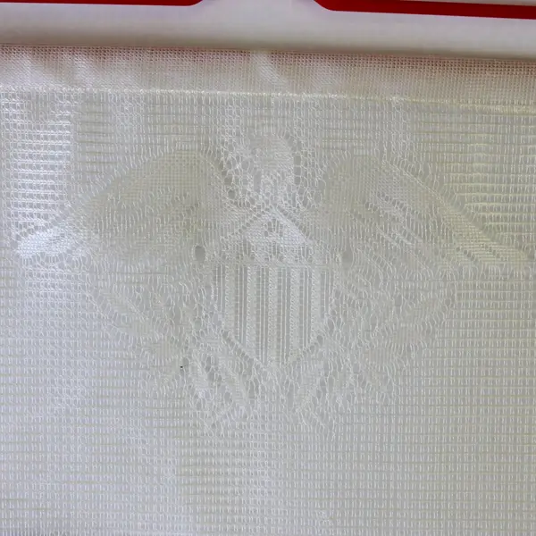 Vtg Lace Wall Hanging Patriotic God Bless America Red Hanger 28"