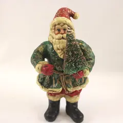 Kurt S. Adler Inc Santa Green Coat 7" Tall Decorative Christmas Figurine W1718