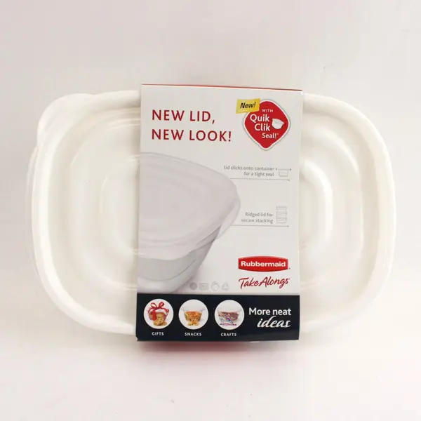 3 ct Rubbermaid TakeAlongs Rectangle Food Storage Containers Lids Quik Clik Seal