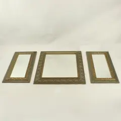 Set of 3 Matching Vintage Wall Mirrors Beveled Edge Filigree Frames, Unbranded 