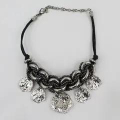 Chico's Silver-Tone Chunky Chain Dangle Necklace 20"