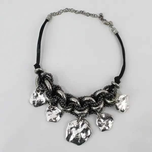 Chico's Silver-Tone Chunky Chain Dangle Necklace 20"