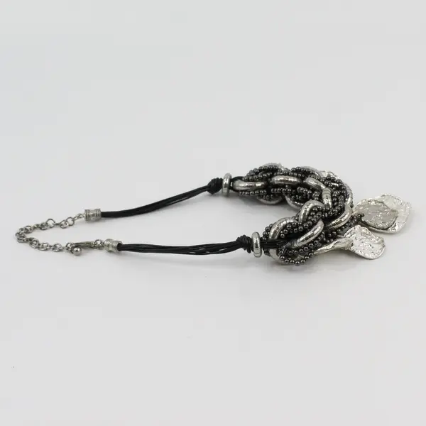 Chico's Silver-Tone Chunky Chain Dangle Necklace 20"