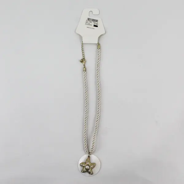 Dressbarn Nautical Gold-Tone Starfish Pendant Faux Pearls Necklace 20"