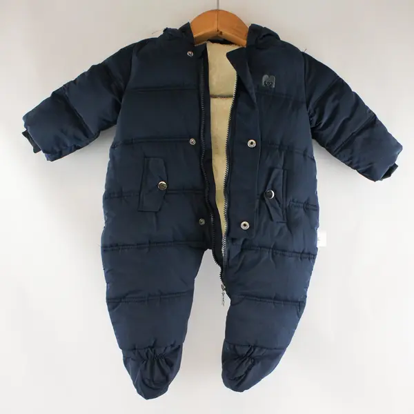 Mother Baby Bear Hooded Footed Snowsuit 6/9 Months Blue